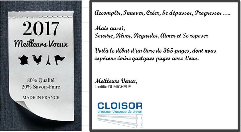 Toute l'équipe Cloisor vous souhaite une bonne année 2017 !
